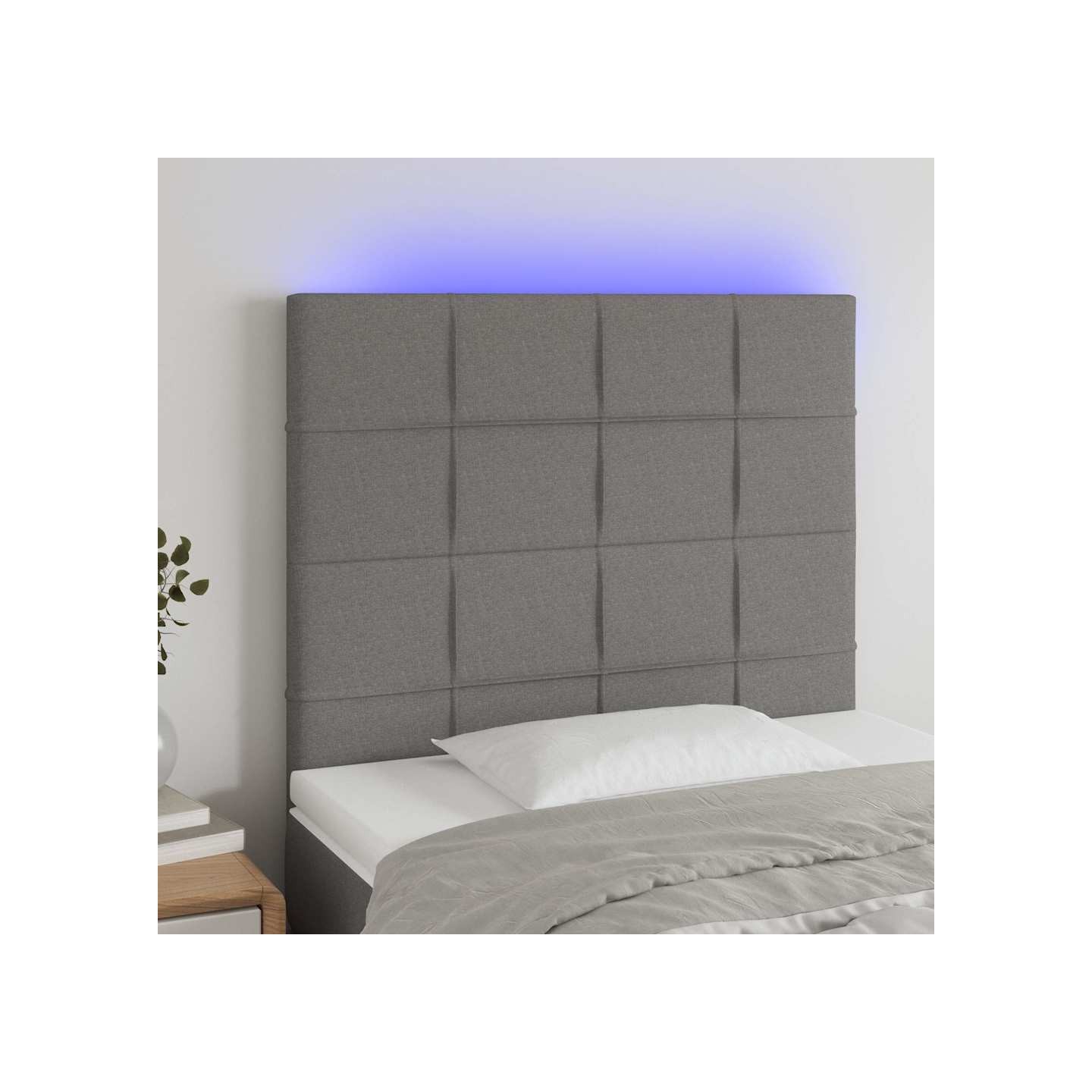 Tête de lit à LED Gris foncé 100x5x118/128 cm Tissu