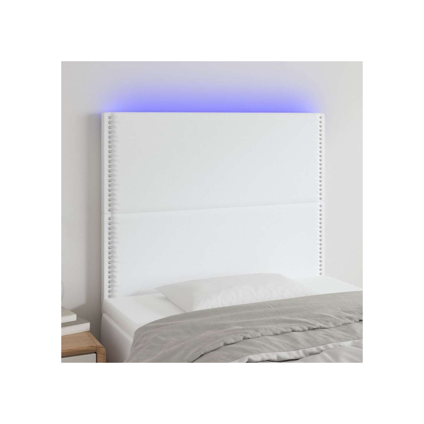 Tête de lit à LED Blanc 100x5x118/128 cm Similicuir