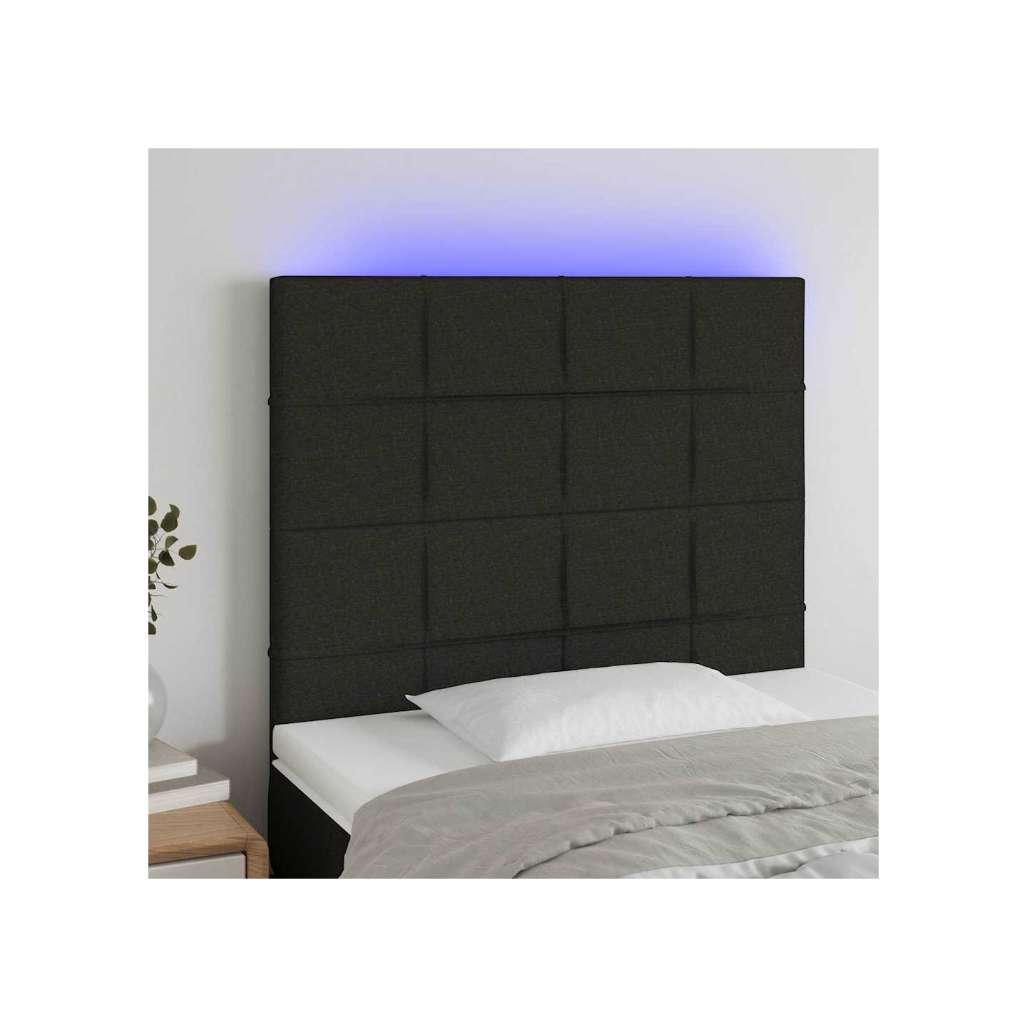 Tête de lit à LED Noir 80x5x118/128 cm Tissu