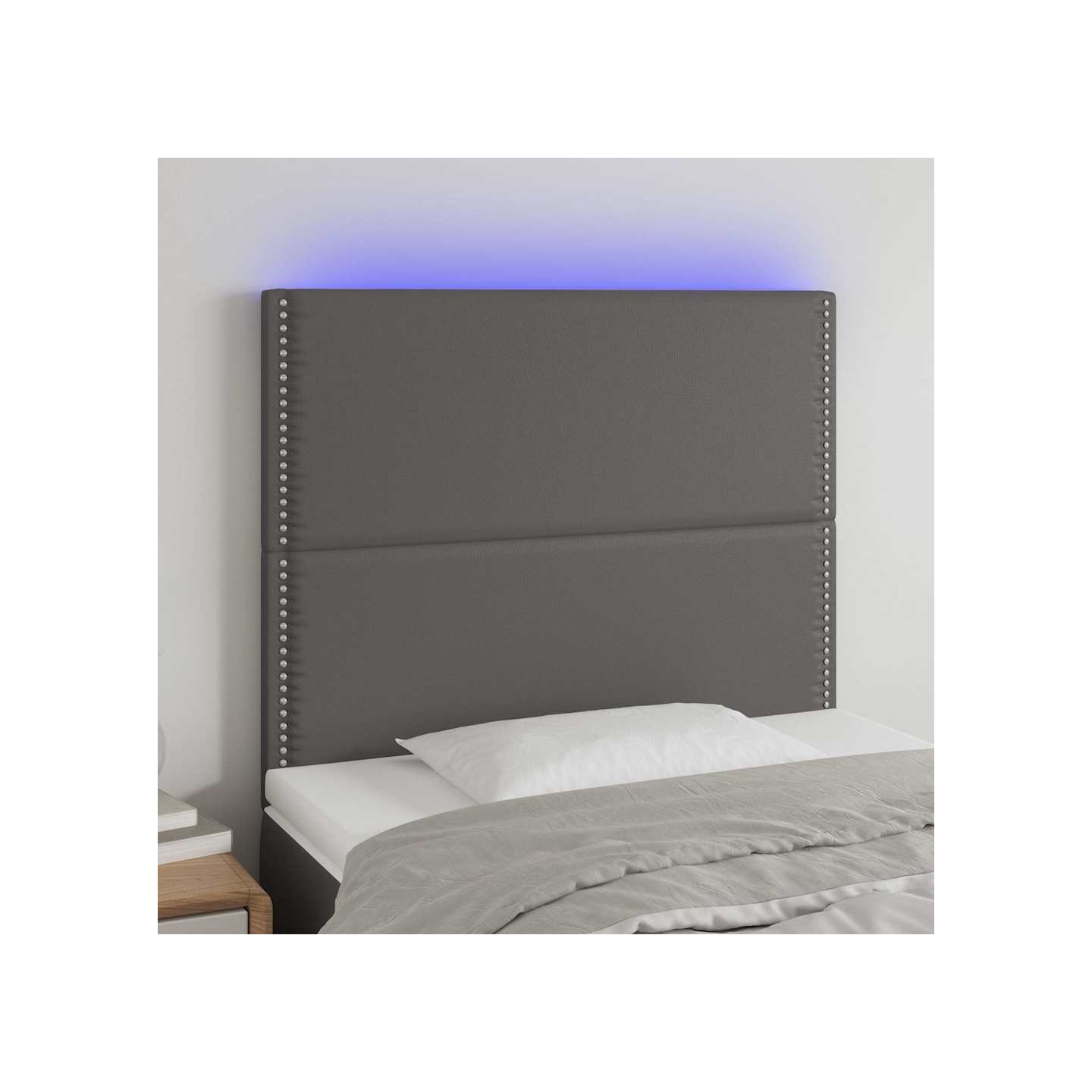 Tête de lit à LED Gris 100x5x118/128 cm Similicuir