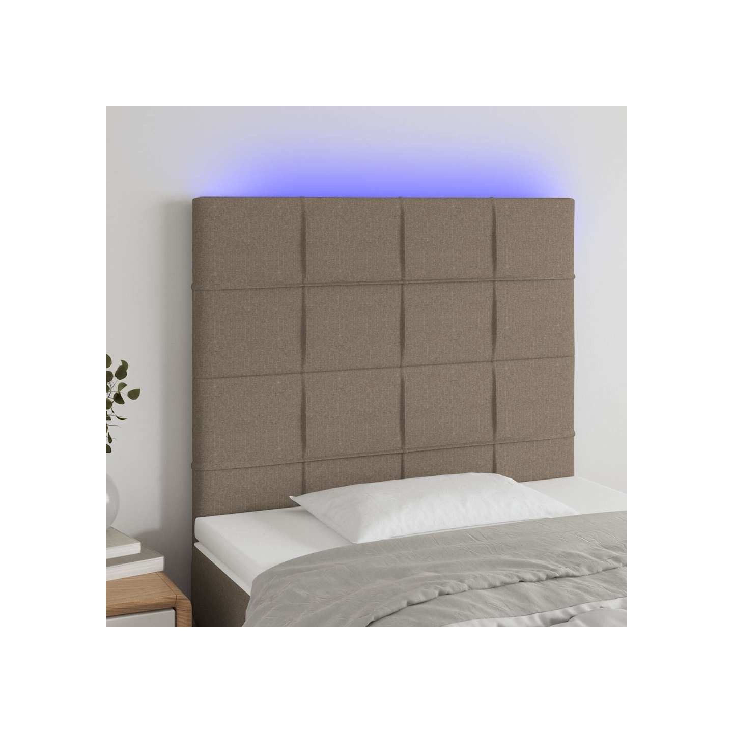 Tête de lit à LED Taupe 100x5x118/128 cm Tissu