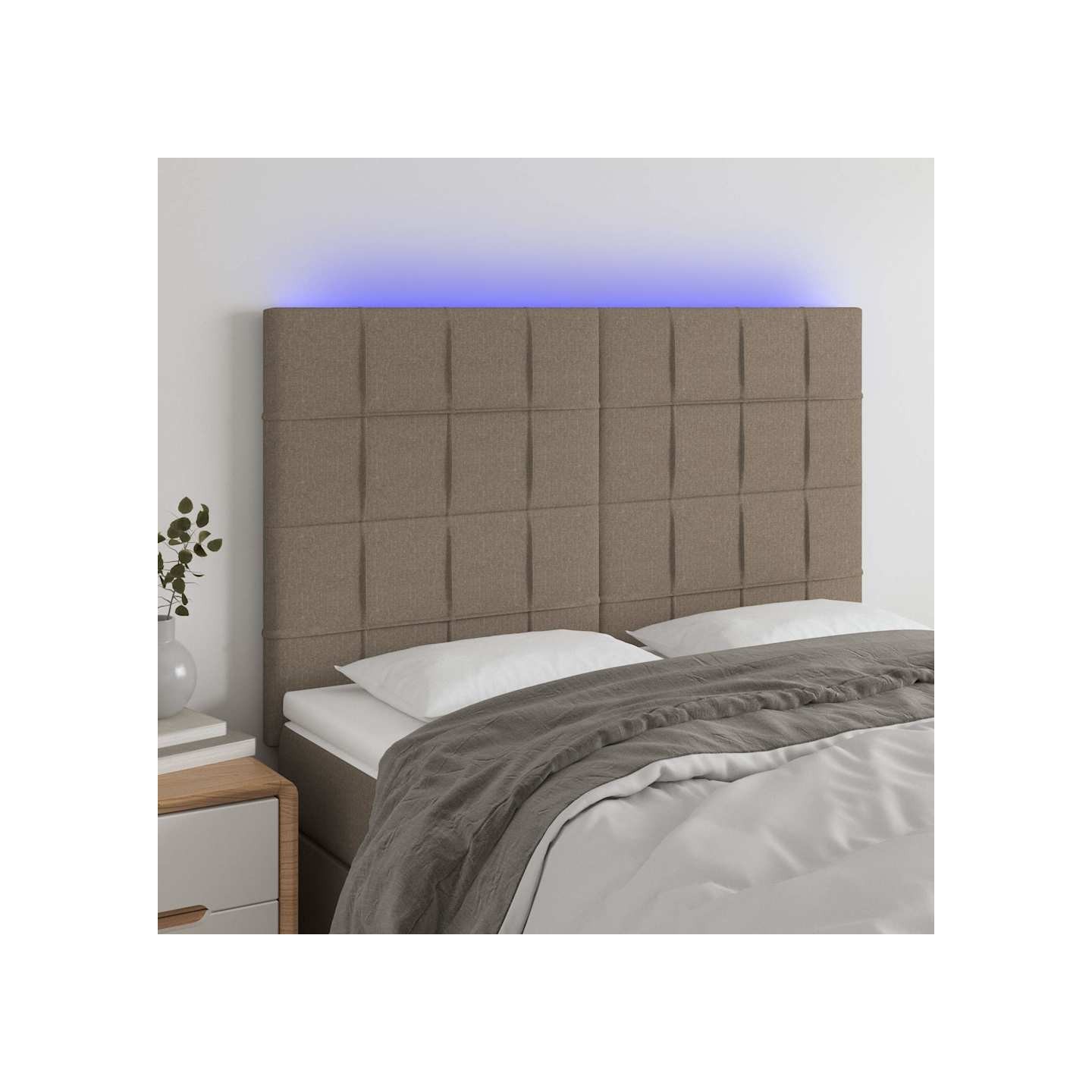 Tête de lit à LED Taupe 144x5x118/128 cm Tissu
