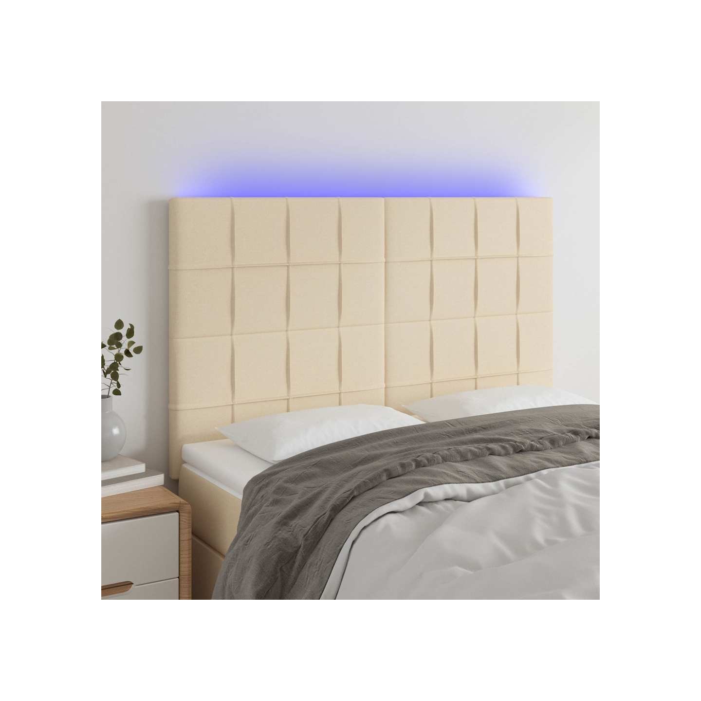 Tête de lit à LED Crème 144x5x118/128 cm Tissu