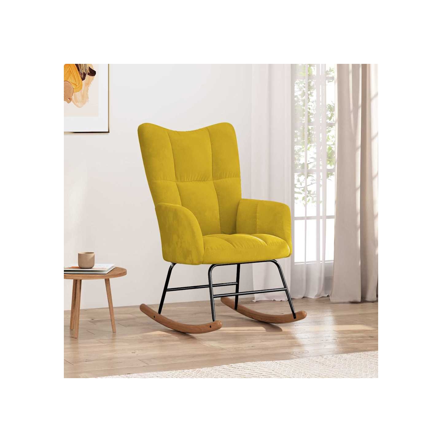 Chaise à bascule Jaune moutarde Velours