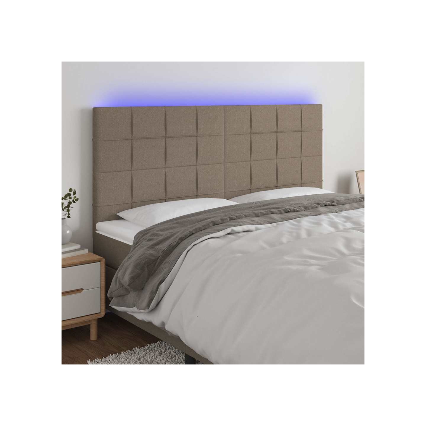 Tête de lit à LED Taupe 180x5x118/128 cm Tissu