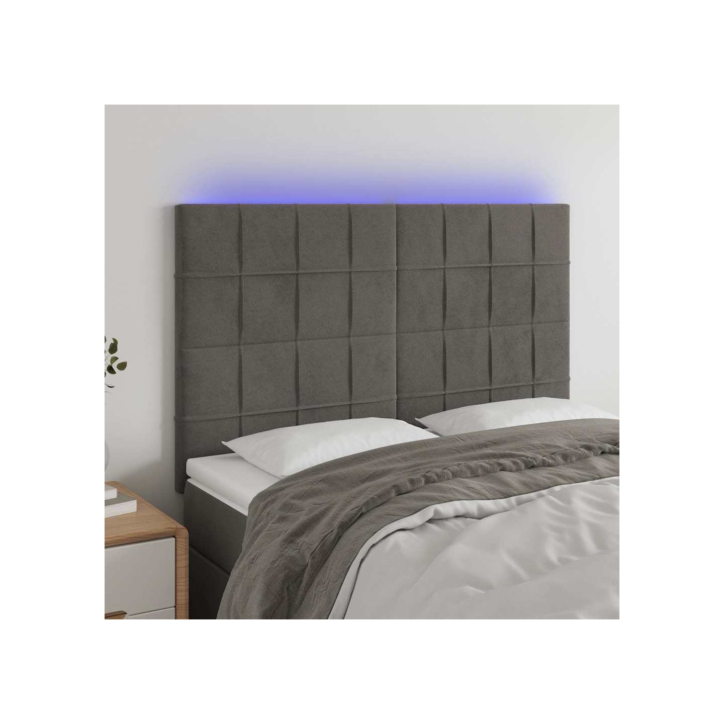 Tête de lit à LED Gris foncé 144x5x118/128 cm Velours