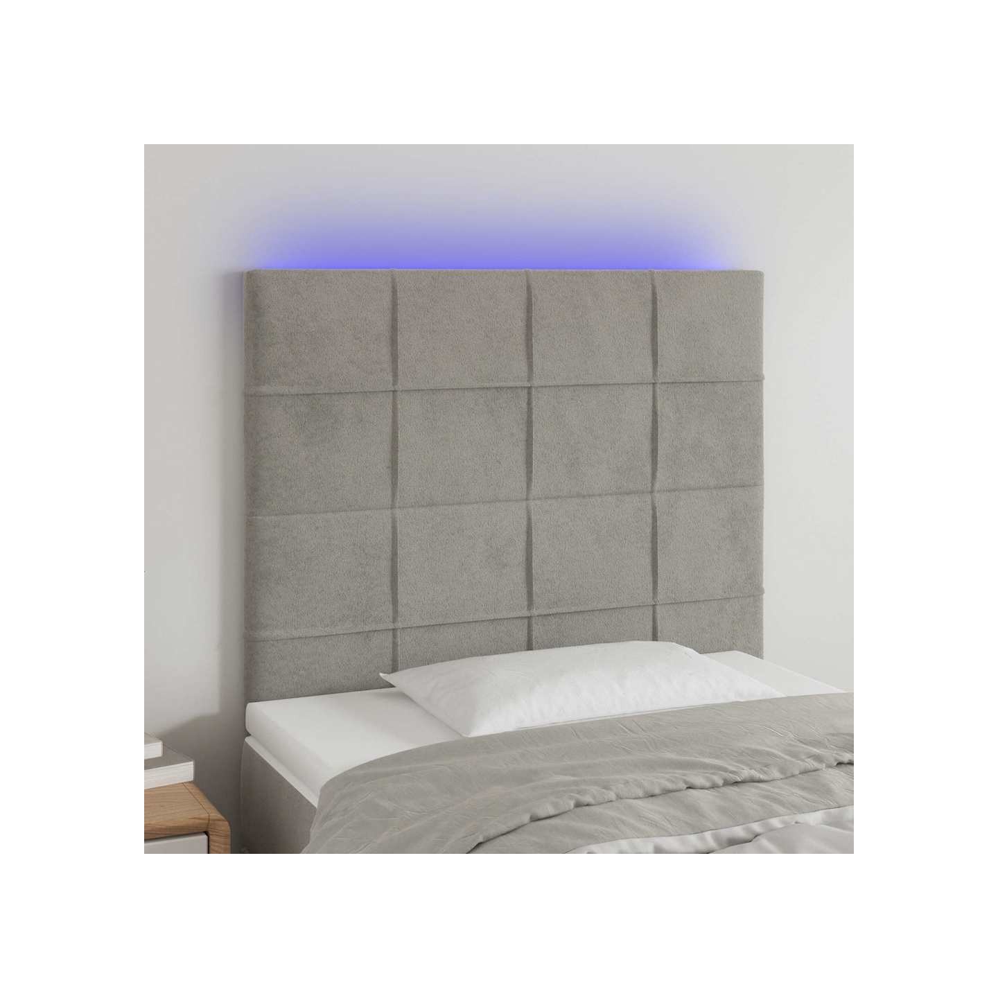 Tête de lit à LED Gris clair 90x5x118/128 cm Velours