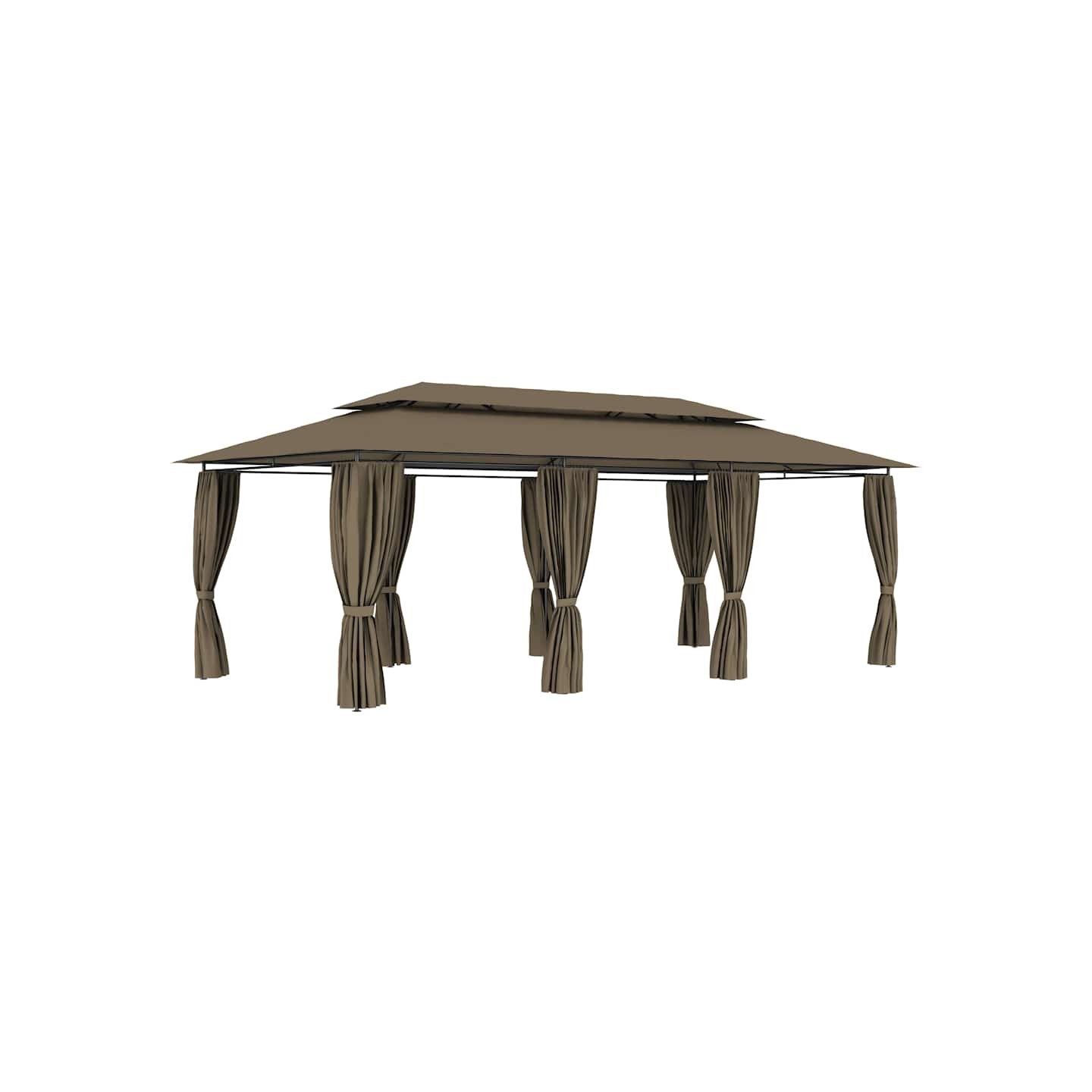 Belvédère avec rideaux 600x298x270 cm Taupe 180 g/m²