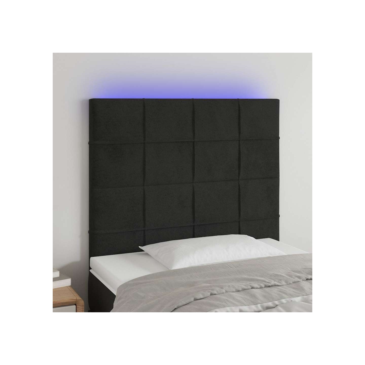 Tête de lit à LED Noir 80x5x118/128 cm Velours