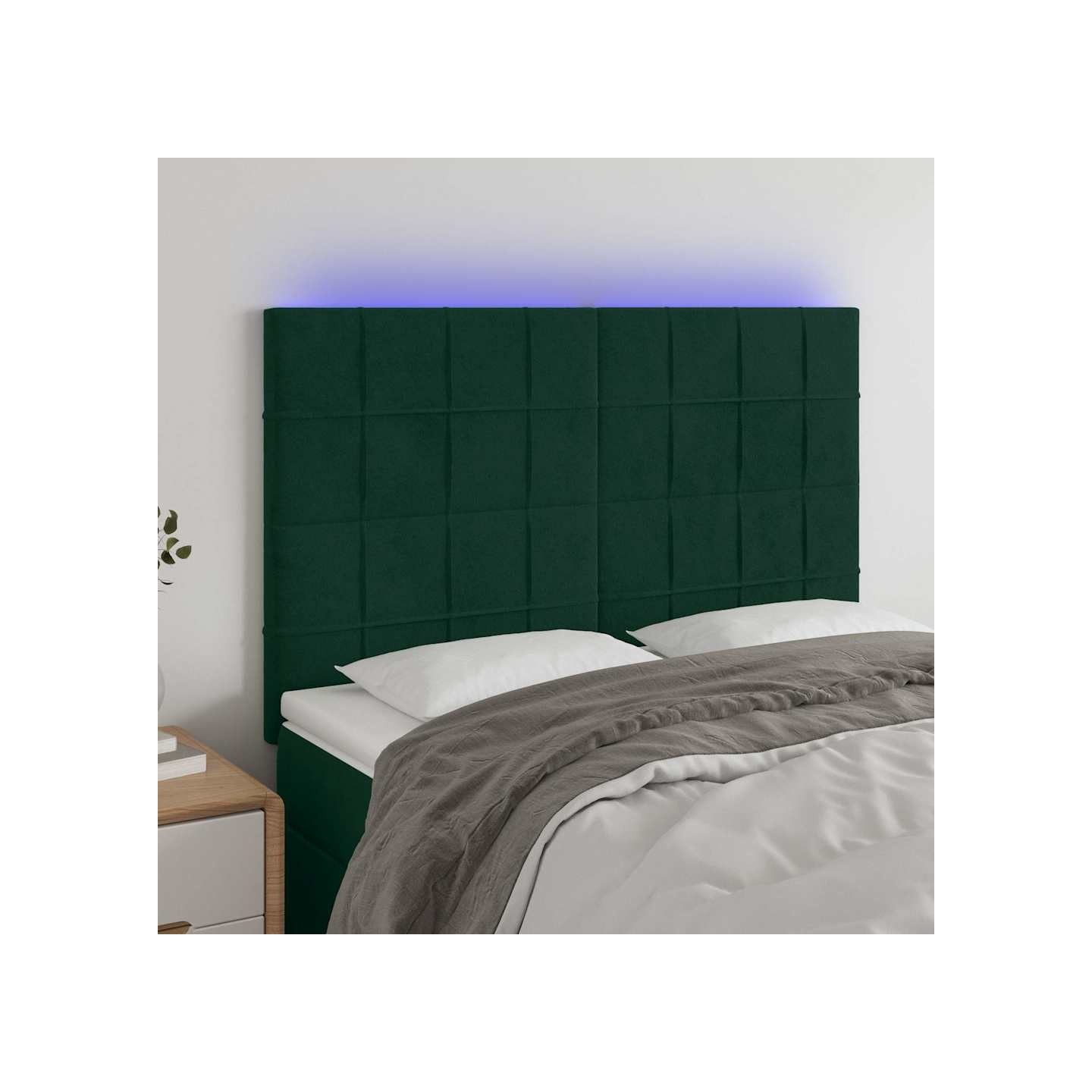 Tête de lit à LED Vert foncé 144x5x118/128 cm Velours