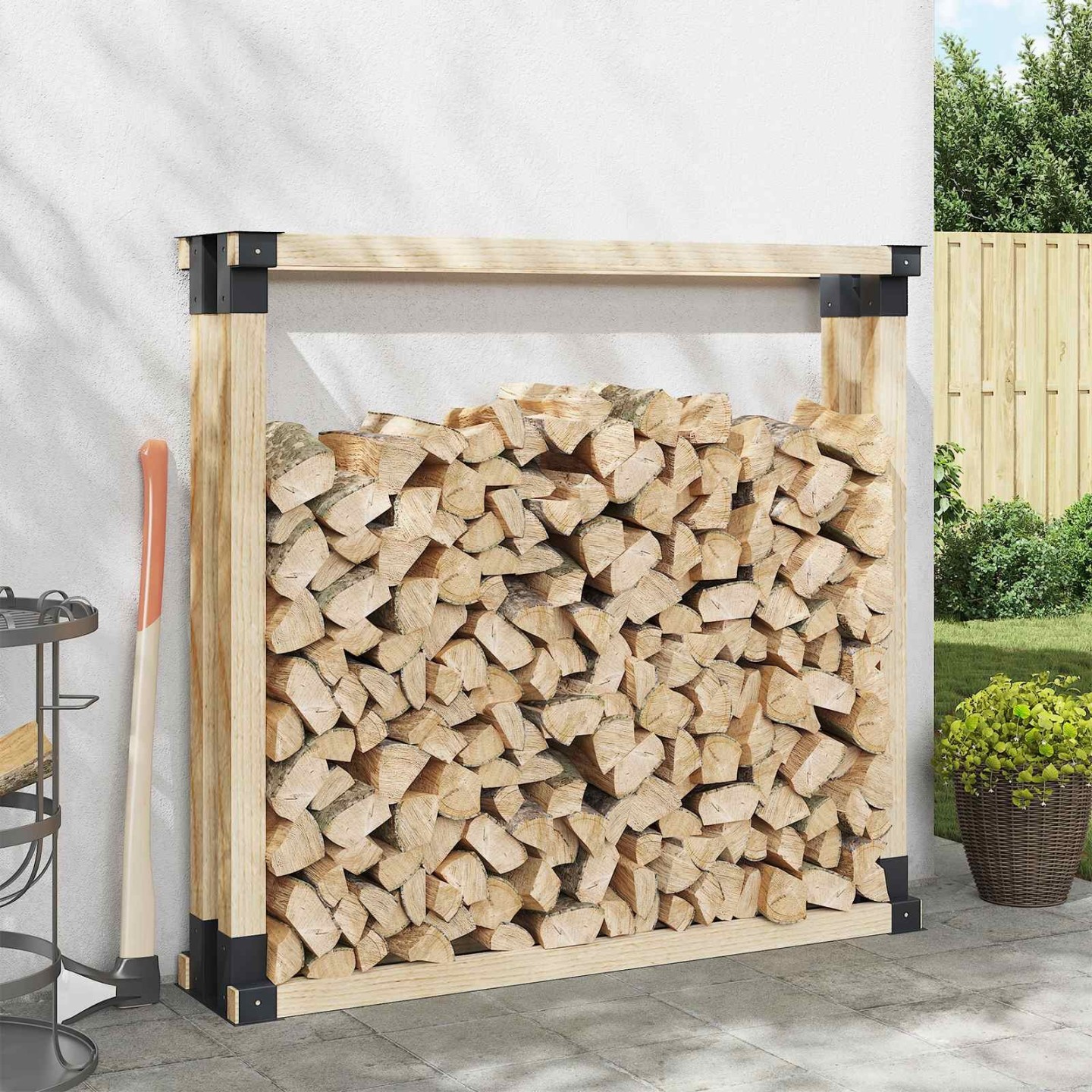 Aide à l'empilement de bois de chauffage 4 pièces Anthracite