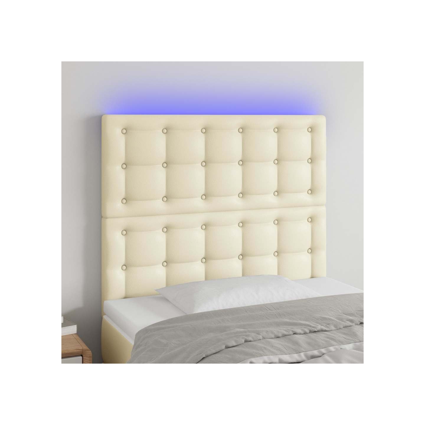 Tête de lit à LED Crème 80x5x118/128 cm Similicuir