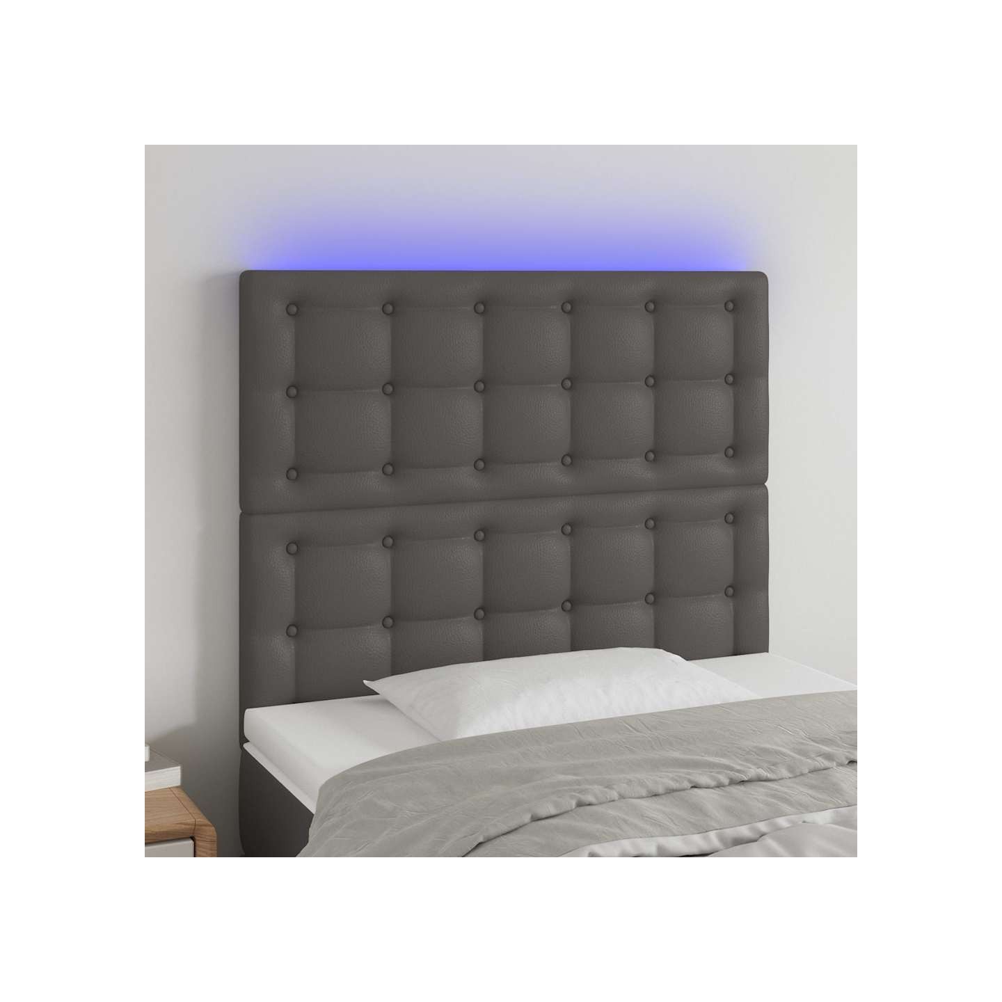 Tête de lit à LED Gris 90x5x118/128 cm Similicuir