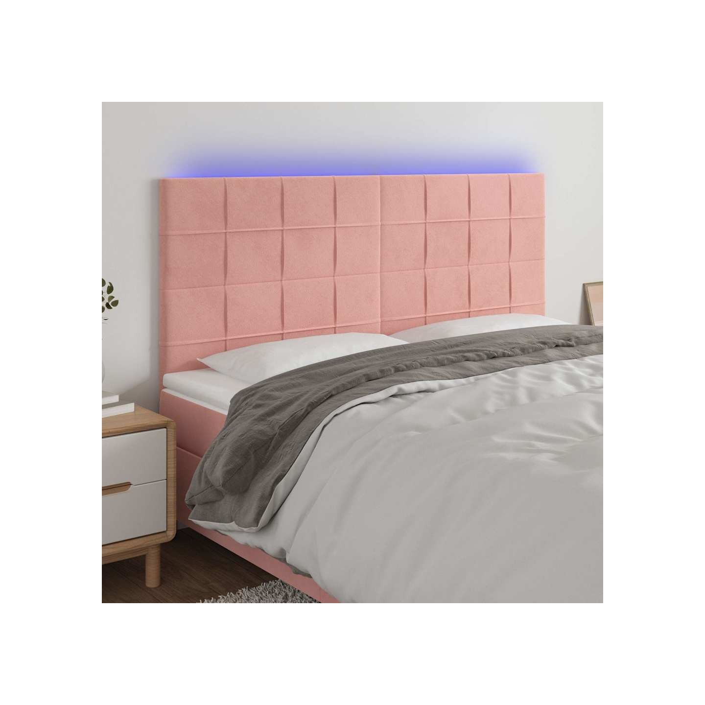 Tête de lit à LED Rose 200x5x118/128 cm Velours