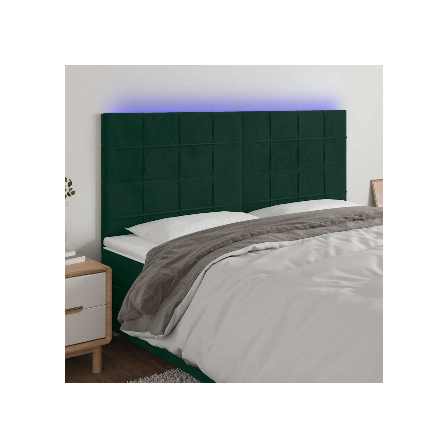 Tête de lit à LED Vert foncé 160x5x118/128 cm Velours