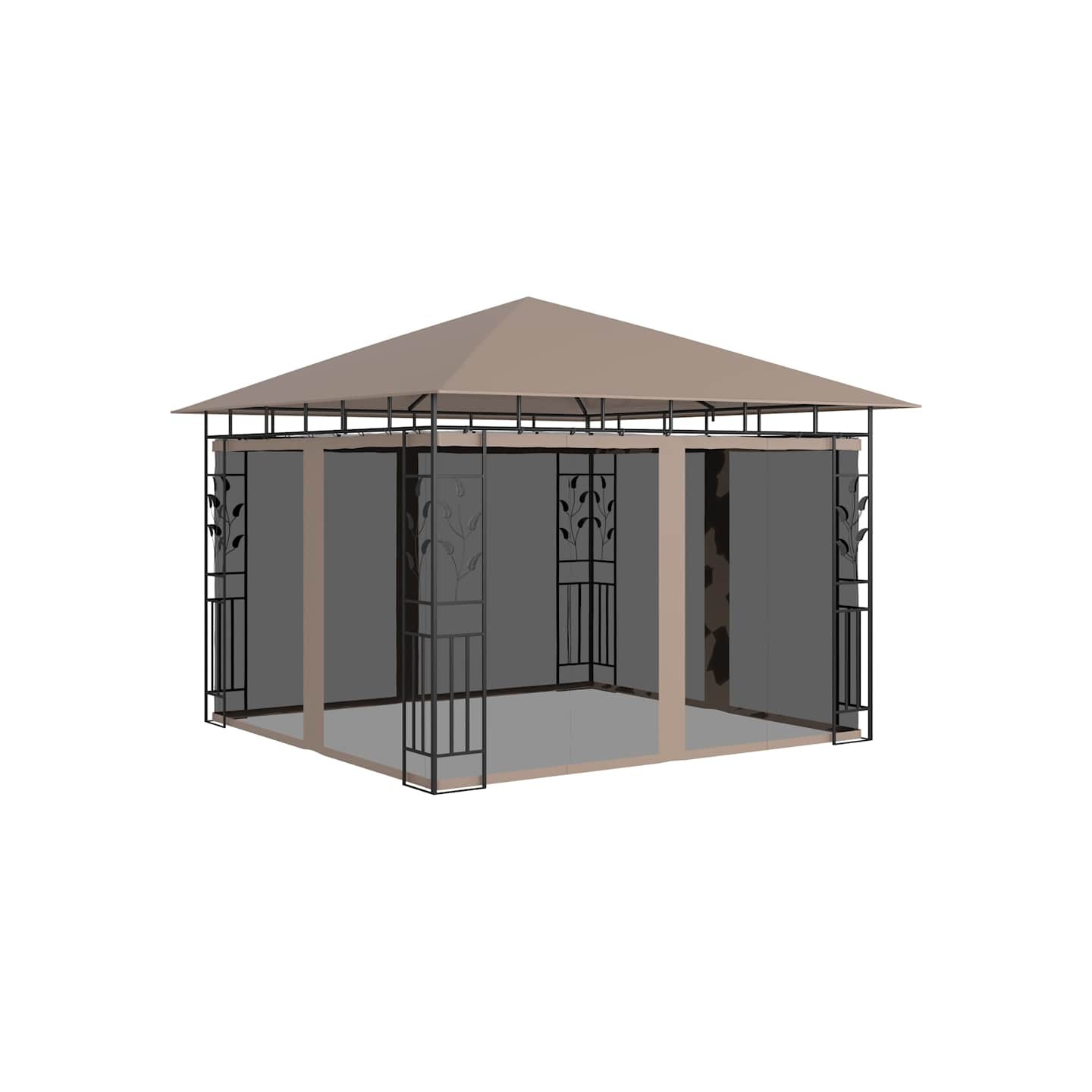 Belvédère avec moustiquaire 3x3x2,73 m Taupe 180 g/m²