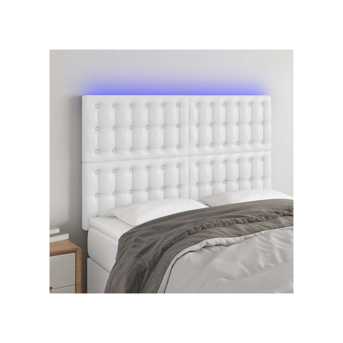 Tête de lit à LED Blanc 144x5x118/128 cm Similicuir
