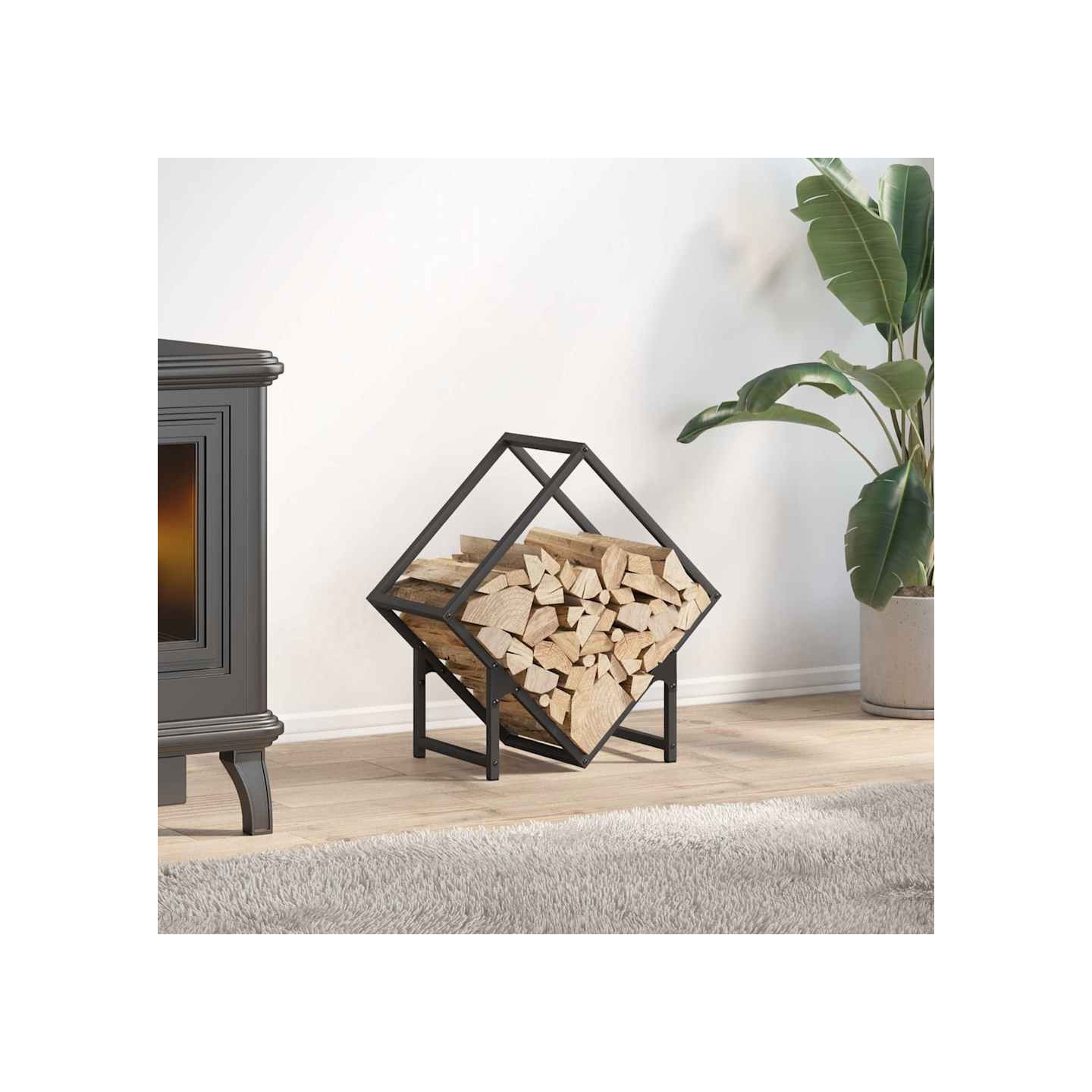 Portant de bois chauffage noir 50x25x50 cm