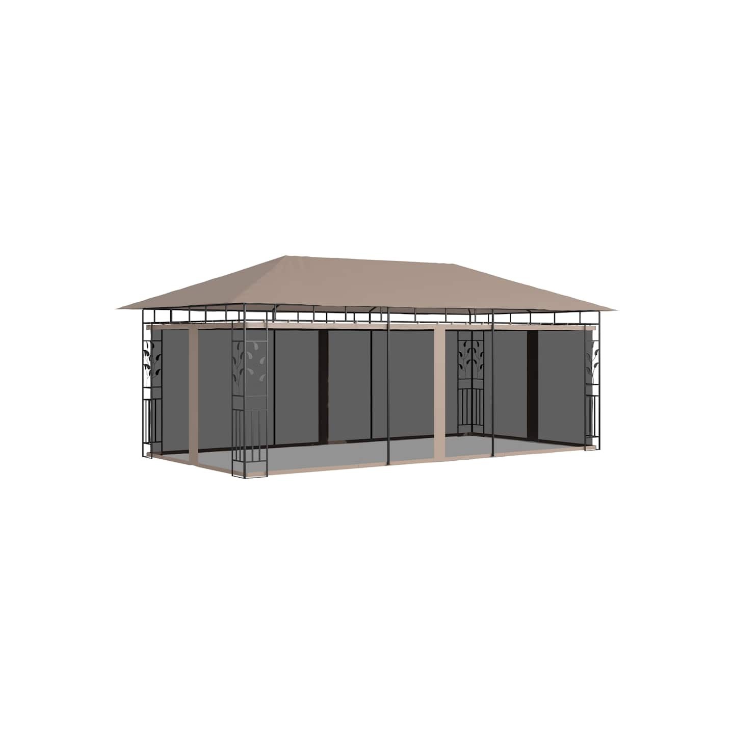 Belvédère avec moustiquaire 6x3x2,73 m Taupe 180 g/m²
