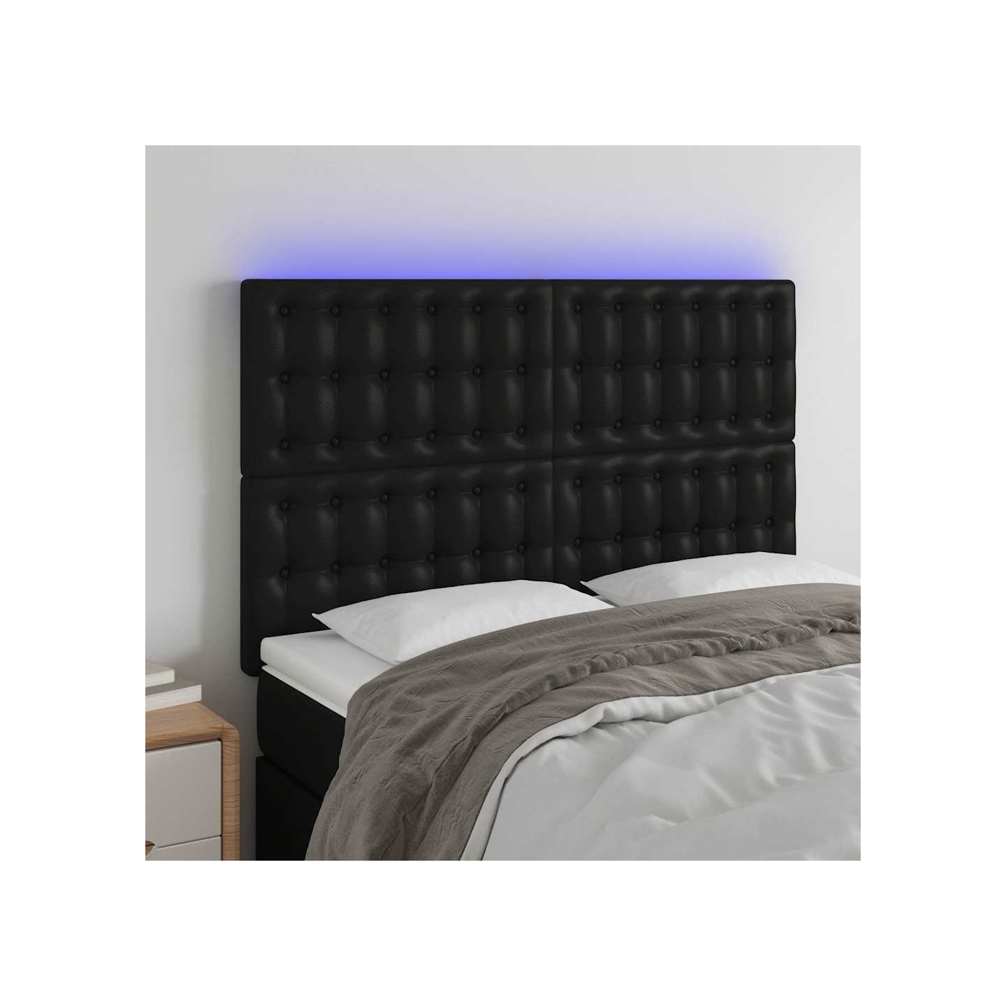 Tête de lit à LED Noir 144x5x118/128 cm Similicuir