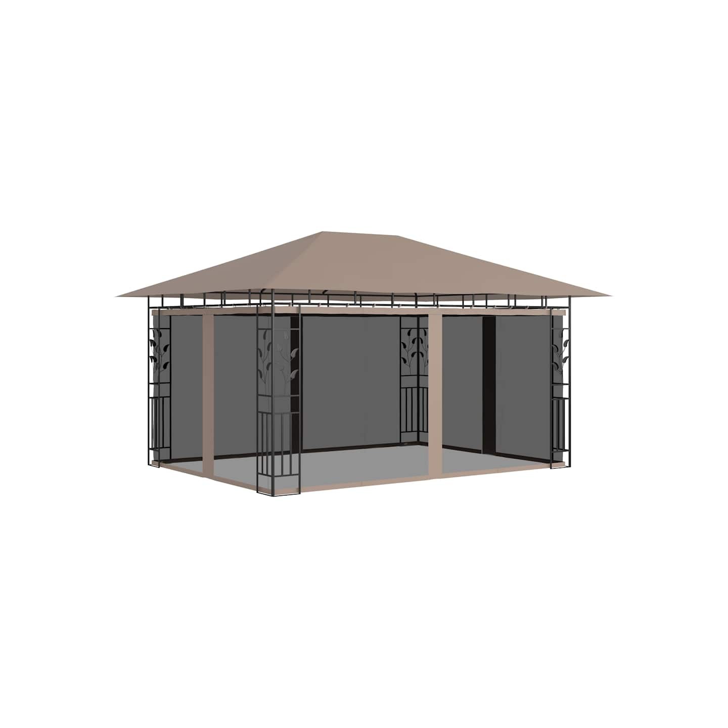 Belvédère avec moustiquaire 4x3x2,73 m Taupe 180 g/m²