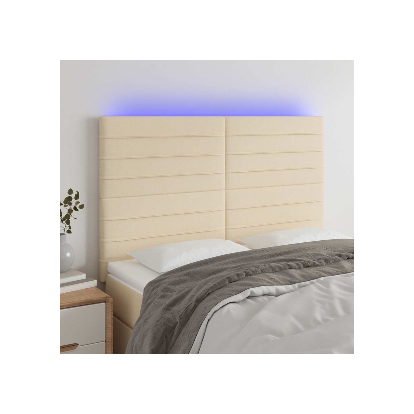 Tête de lit à LED Crème 144x5x118/128 cm Tissu