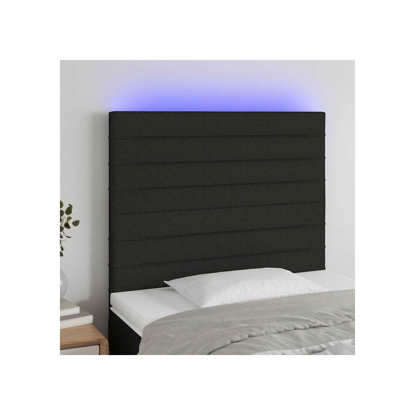 Tête de lit à LED Noir 90x5x118/128 cm Tissu