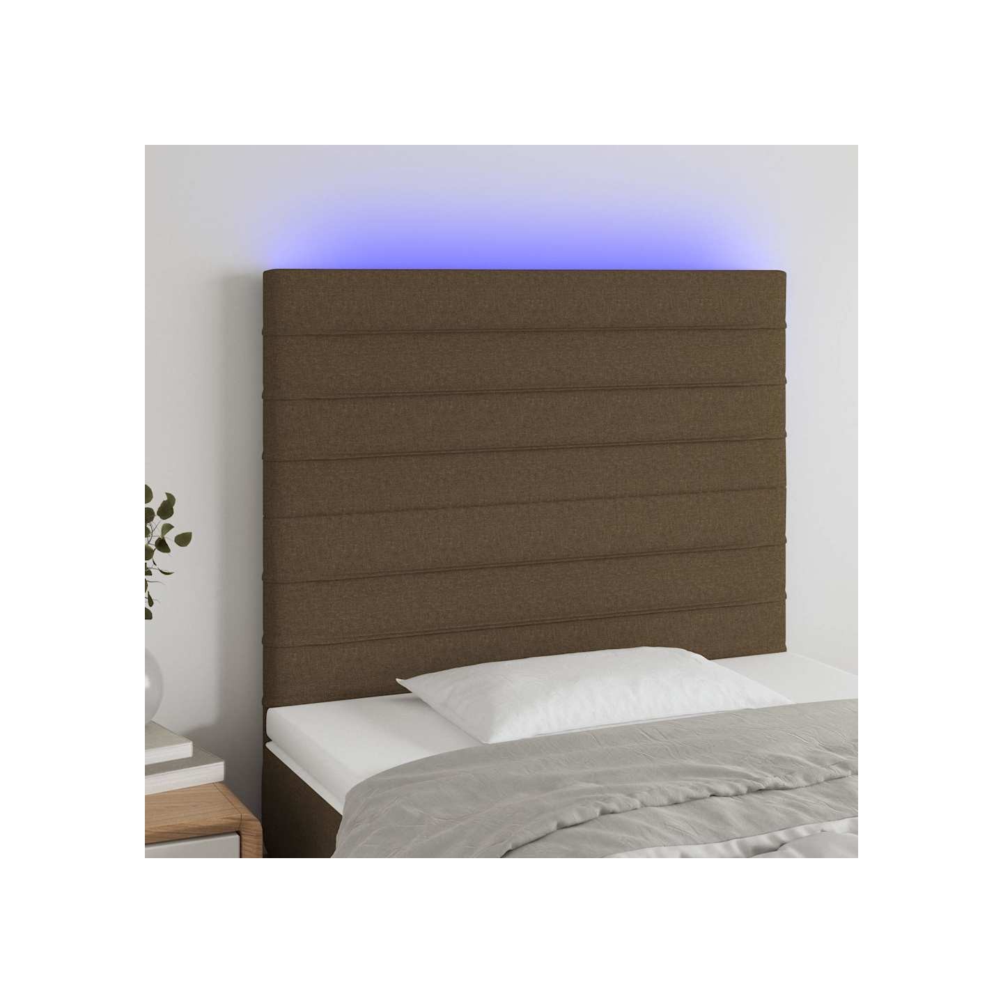 Tête de lit à LED Marron foncé 90x5x118/128 cm Tissu
