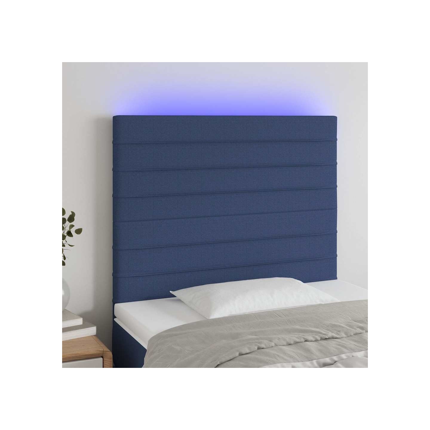 Tête de lit à LED Bleu 80x5x118/128 cm Tissu