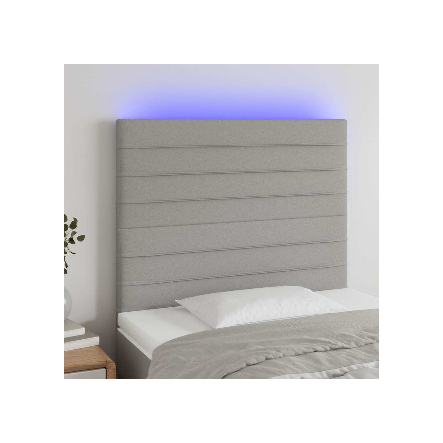 Tête de lit à LED Gris clair 90x5x118/128 cm Tissu