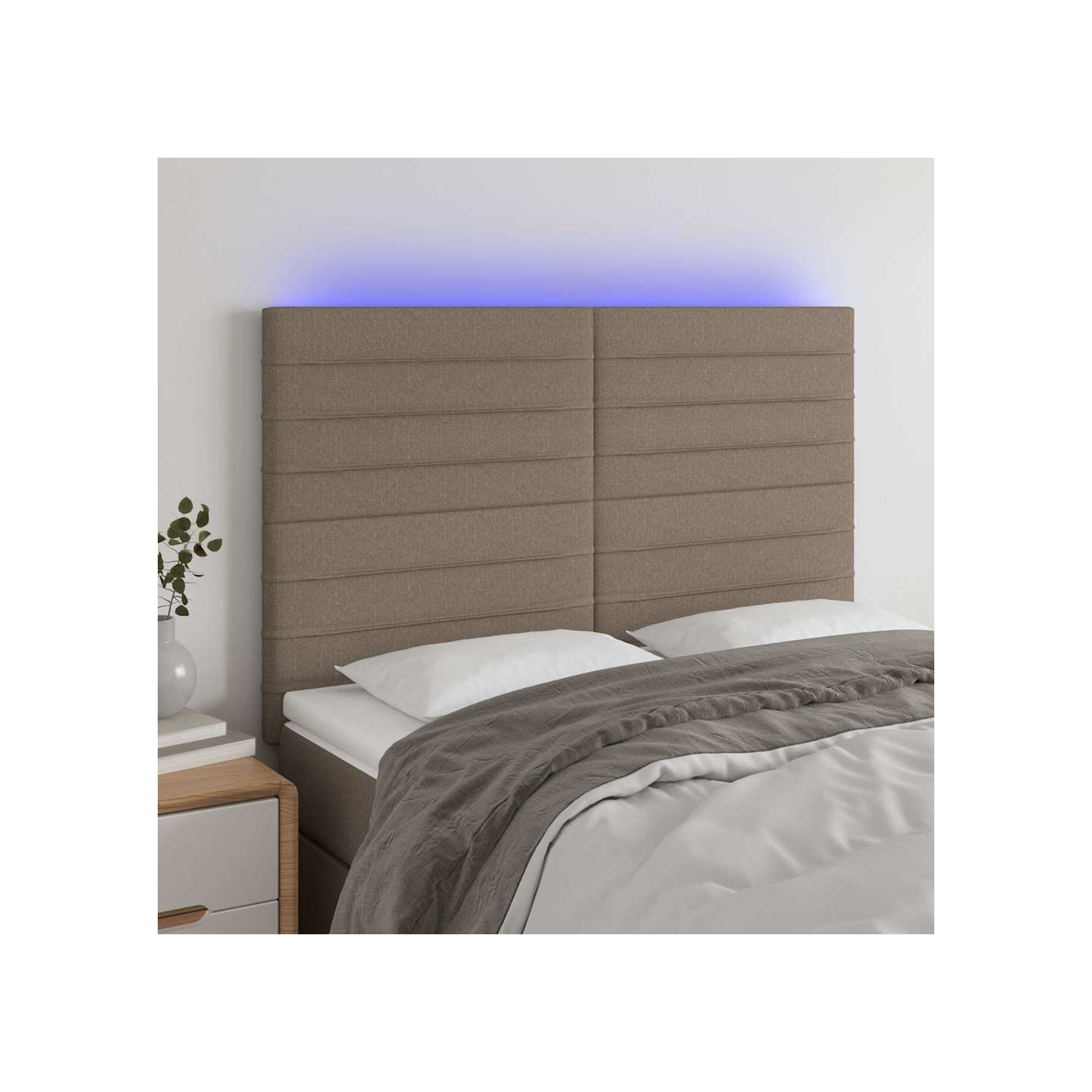 Tête de lit à LED Taupe 144x5x118/128 cm Tissu