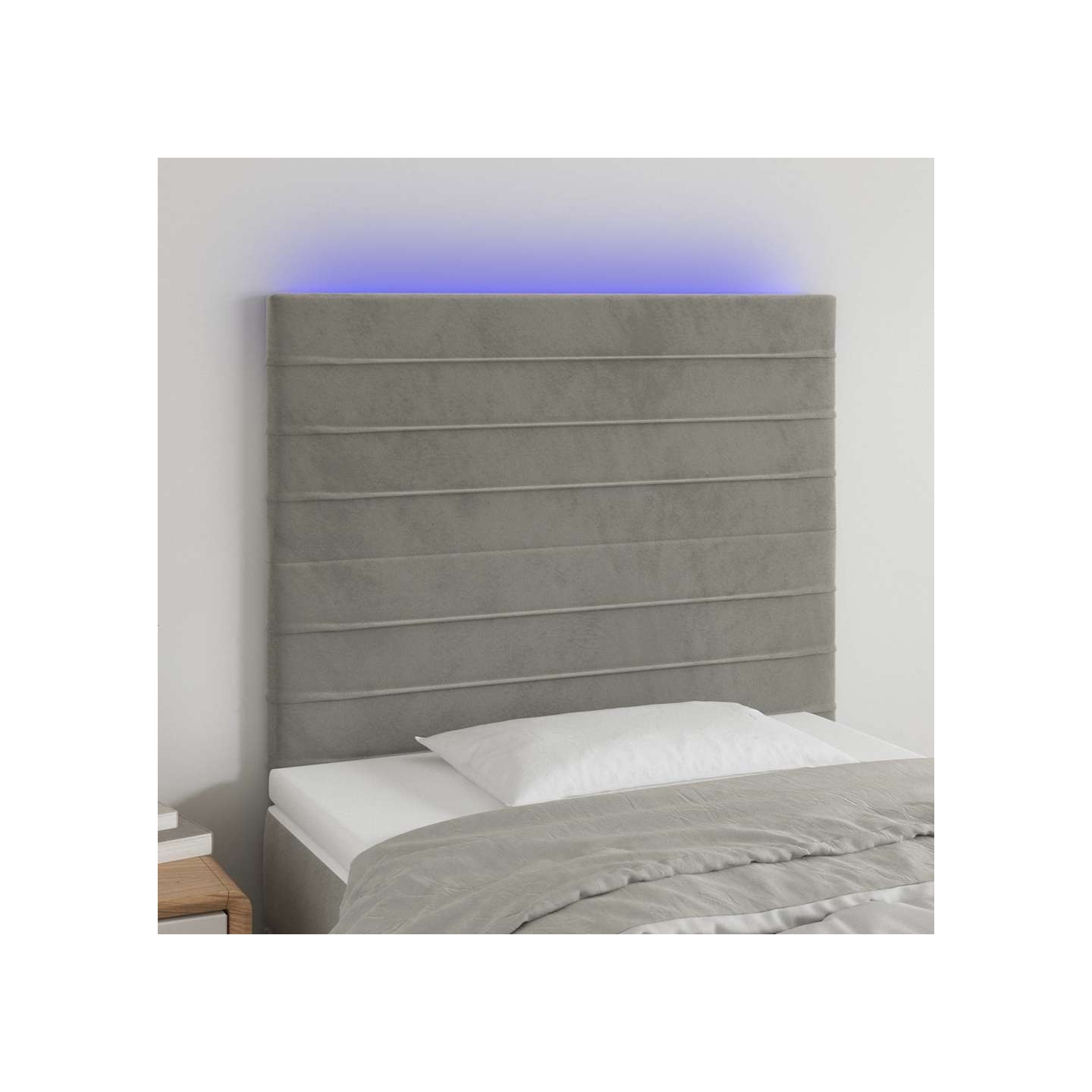 Tête de lit à LED Gris clair 80x5x118/128 cm Velours