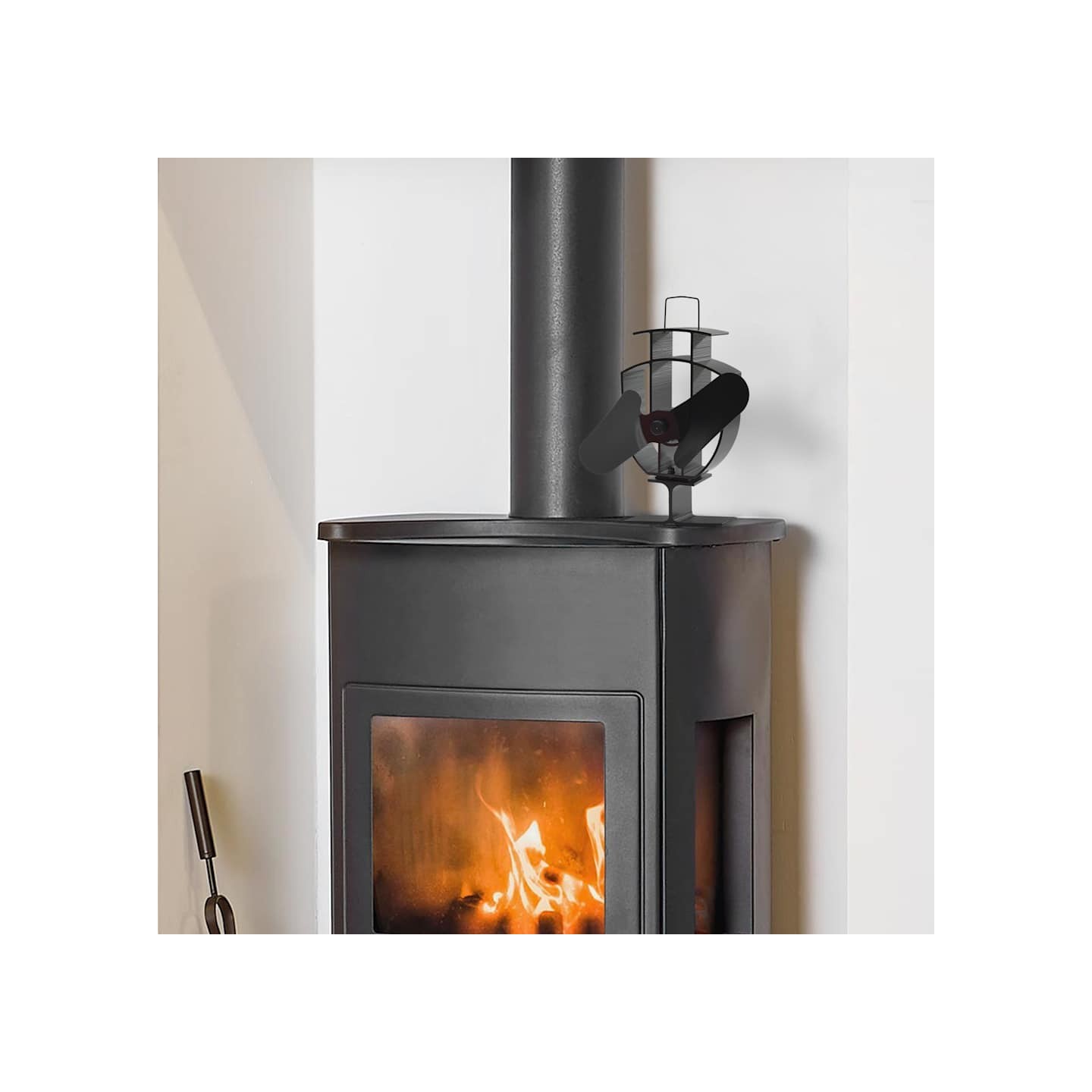 Ventilateur de poêle alimenté par chaleur 2 pales Noir