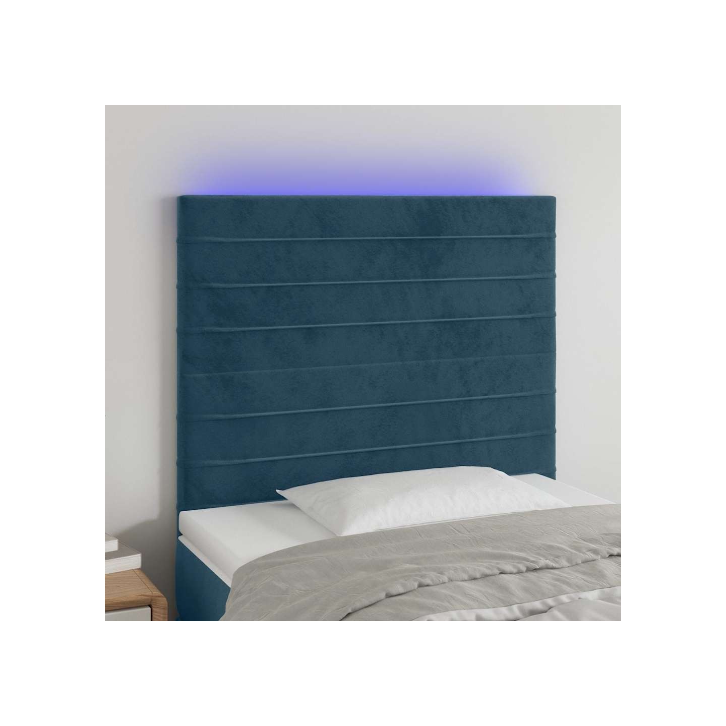 Tête de lit à LED Bleu foncé 90x5x118/128 cm Velours