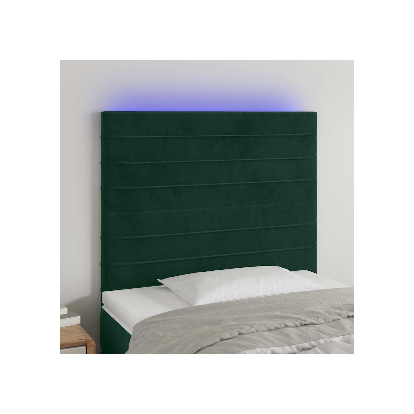 Tête de lit à LED Vert foncé 100x5x118/128 cm Velours