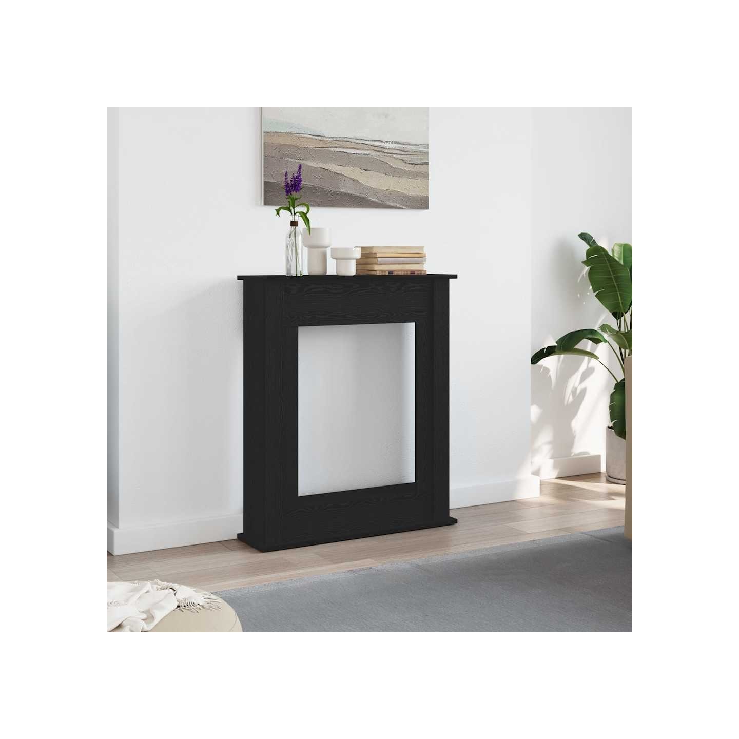 Encadrement de cheminée en chêne noir 75 x 20 x 87,5 cm bois d'ingénierie