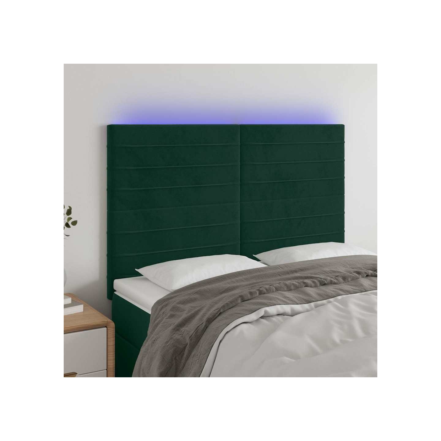 Tête de lit à LED Vert foncé 144x5x118/128 cm Velours