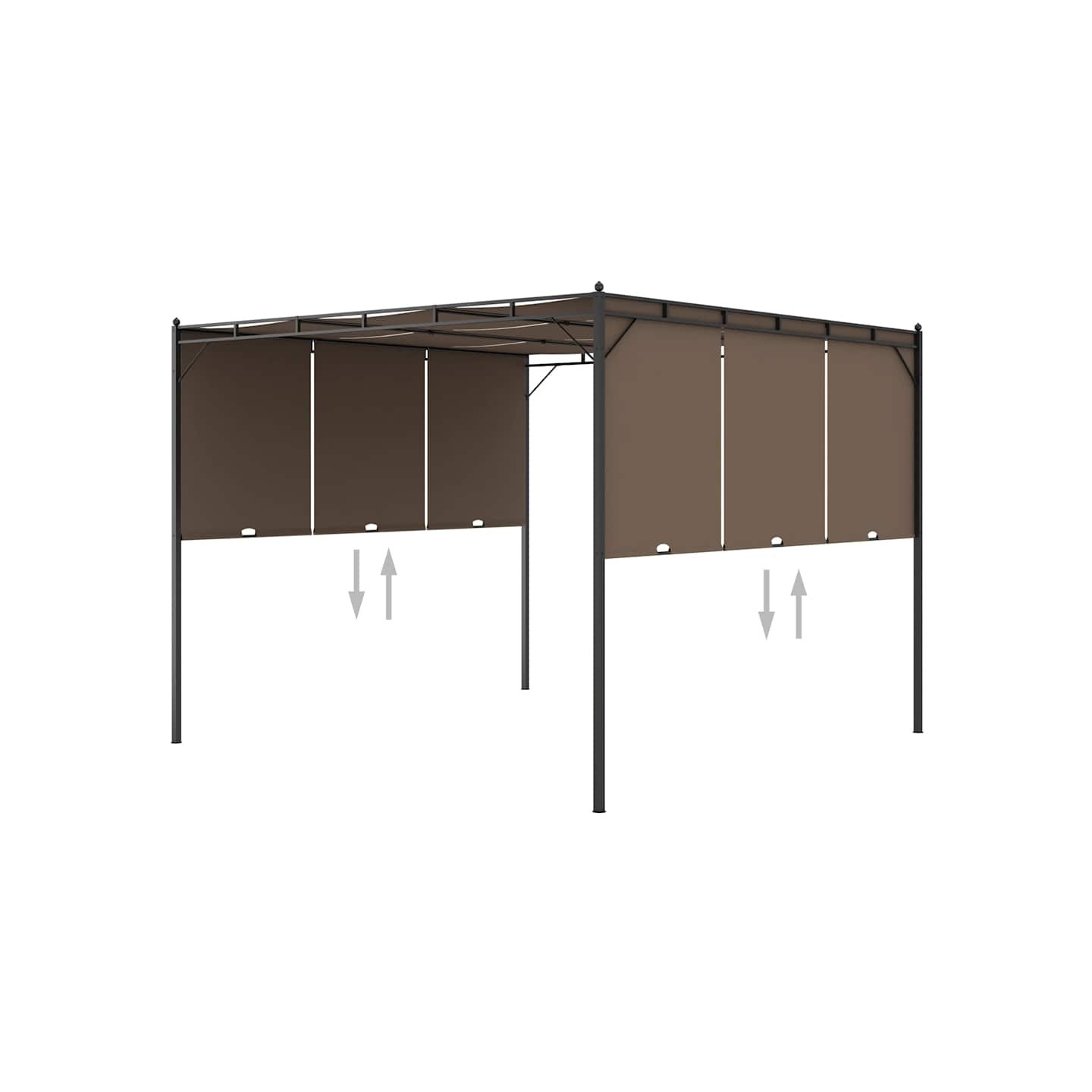 Belvédère de jardin avec rideau latéral 3x3x2,25 m Taupe