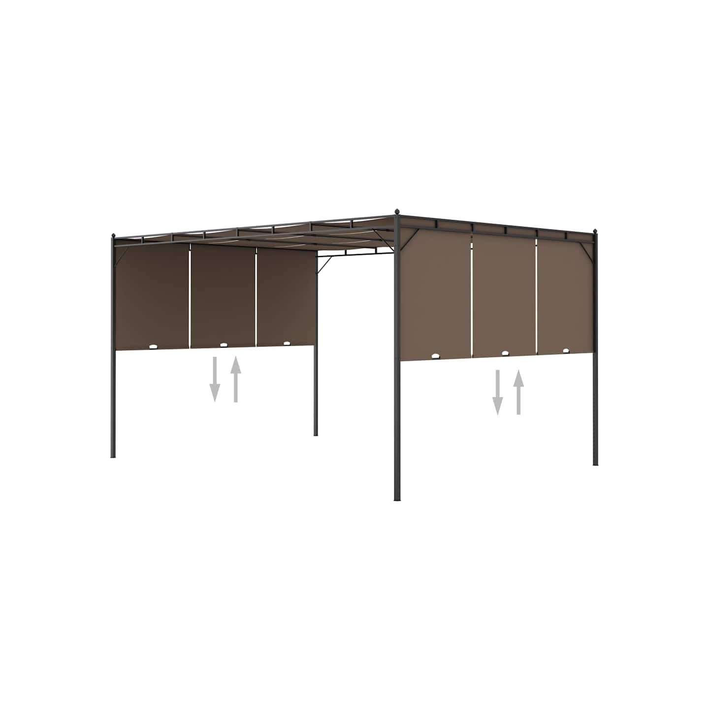 Belvédère de jardin avec rideau latéral 4x3x2,25 m Taupe