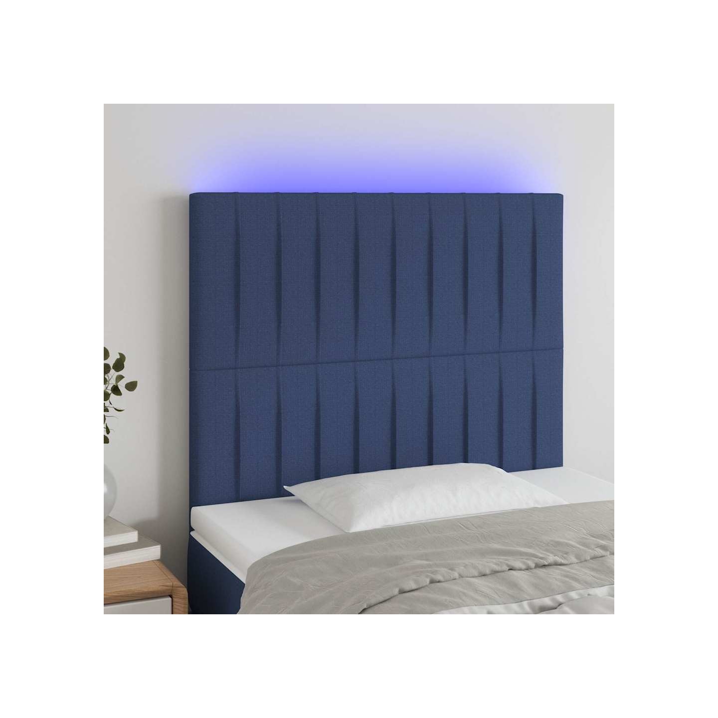 Tête de lit à LED Bleu 90x5x118/128 cm Tissu