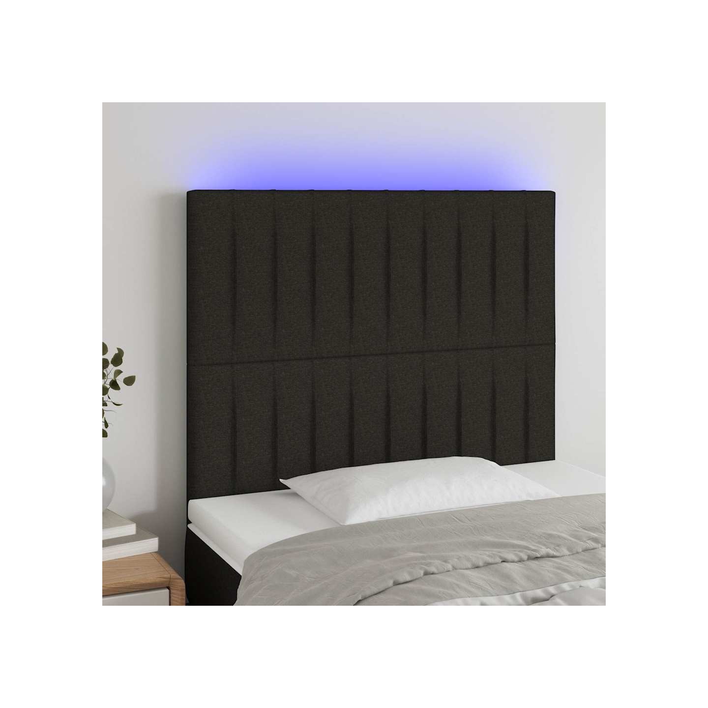 Tête de lit à LED Noir 90x5x118/128 cm Tissu