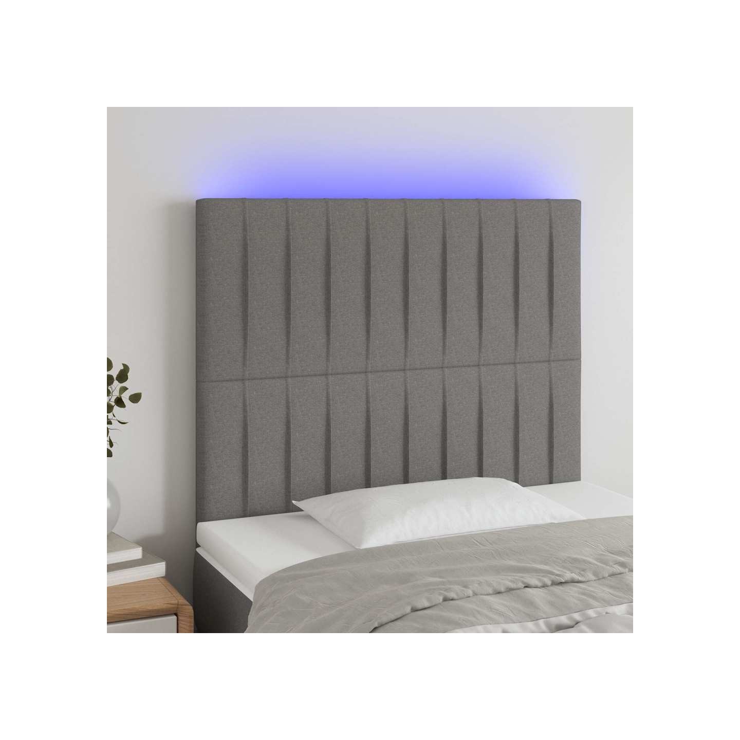Tête de lit à LED Gris foncé 80x5x118/128 cm Tissu