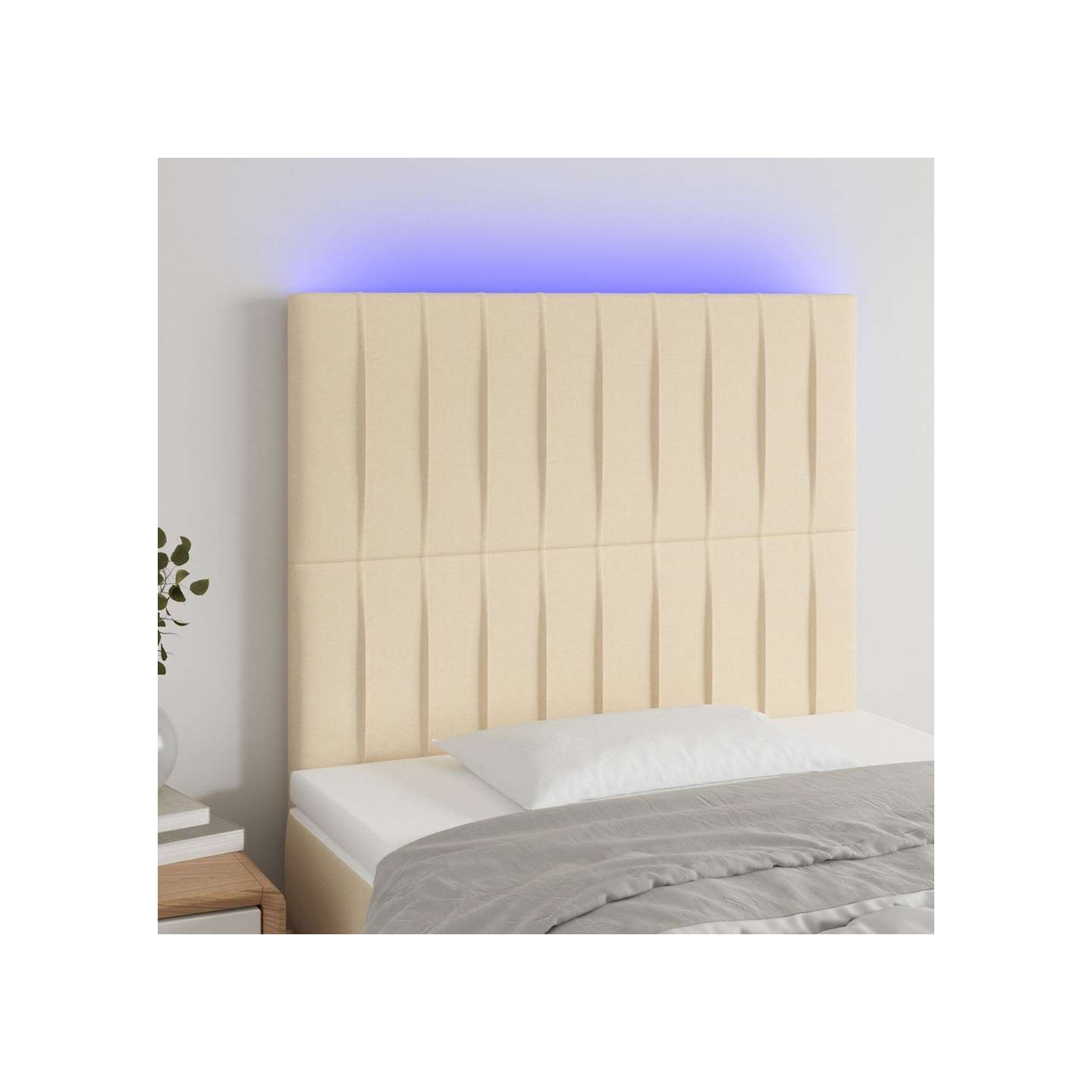Tête de lit à LED Crème 80x5x118/128 cm Tissu