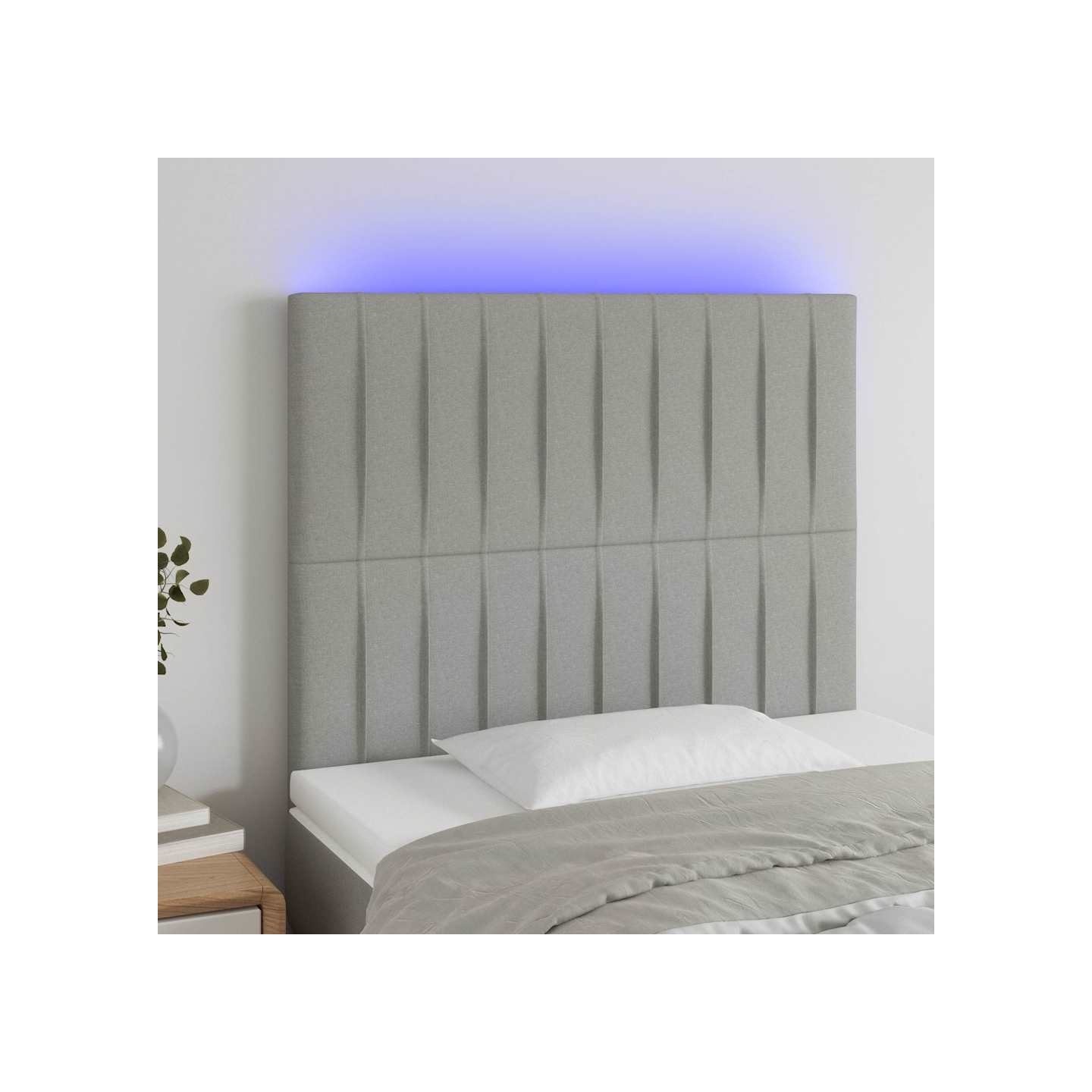Tête de lit à LED Gris clair 100x5x118/128 cm Tissu
