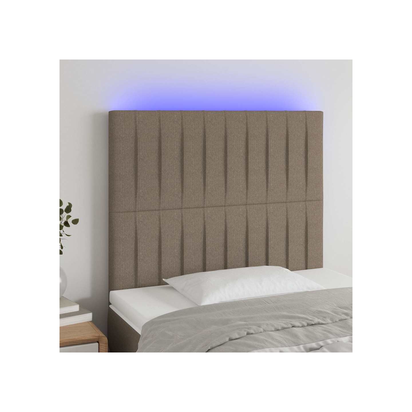 Tête de lit à LED Taupe 100x5x118/128 cm Tissu