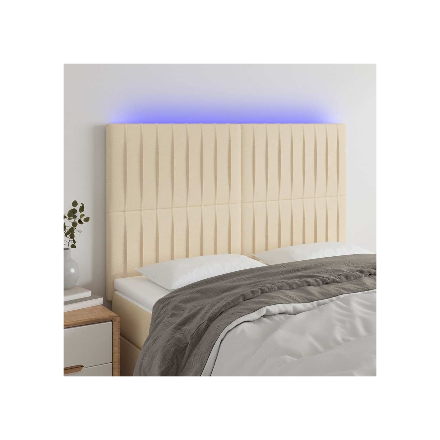 Tête de lit à LED Crème 144x5x118/128 cm Tissu