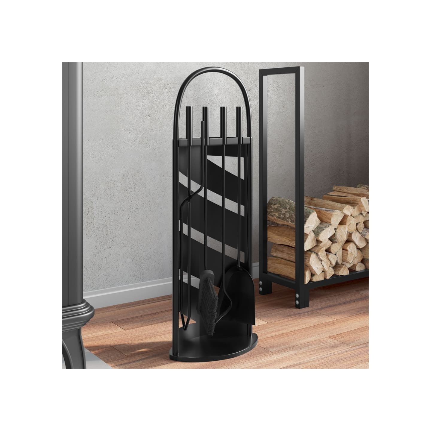 Set d’outils de cheminée 5 pcs 23x15x66 cm acier