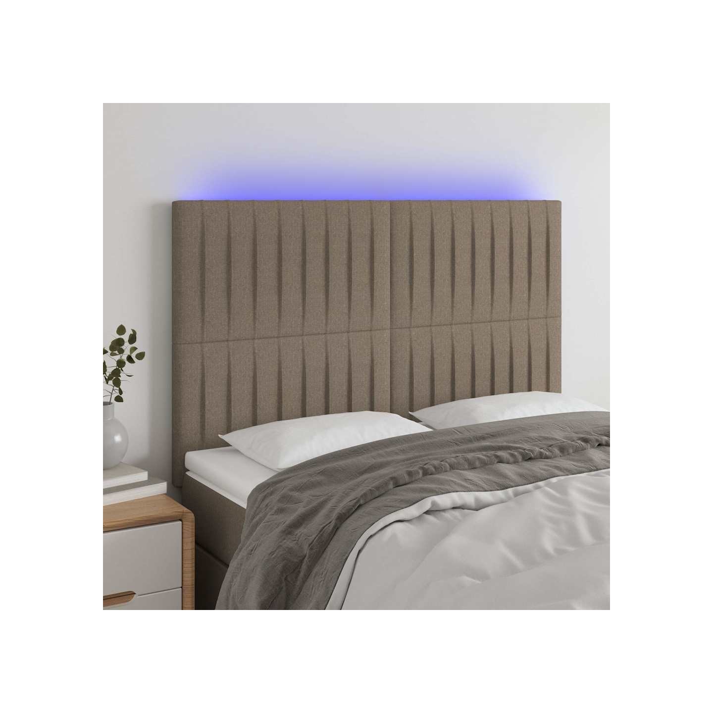 Tête de lit à LED Taupe 144x5x118/128 cm Tissu