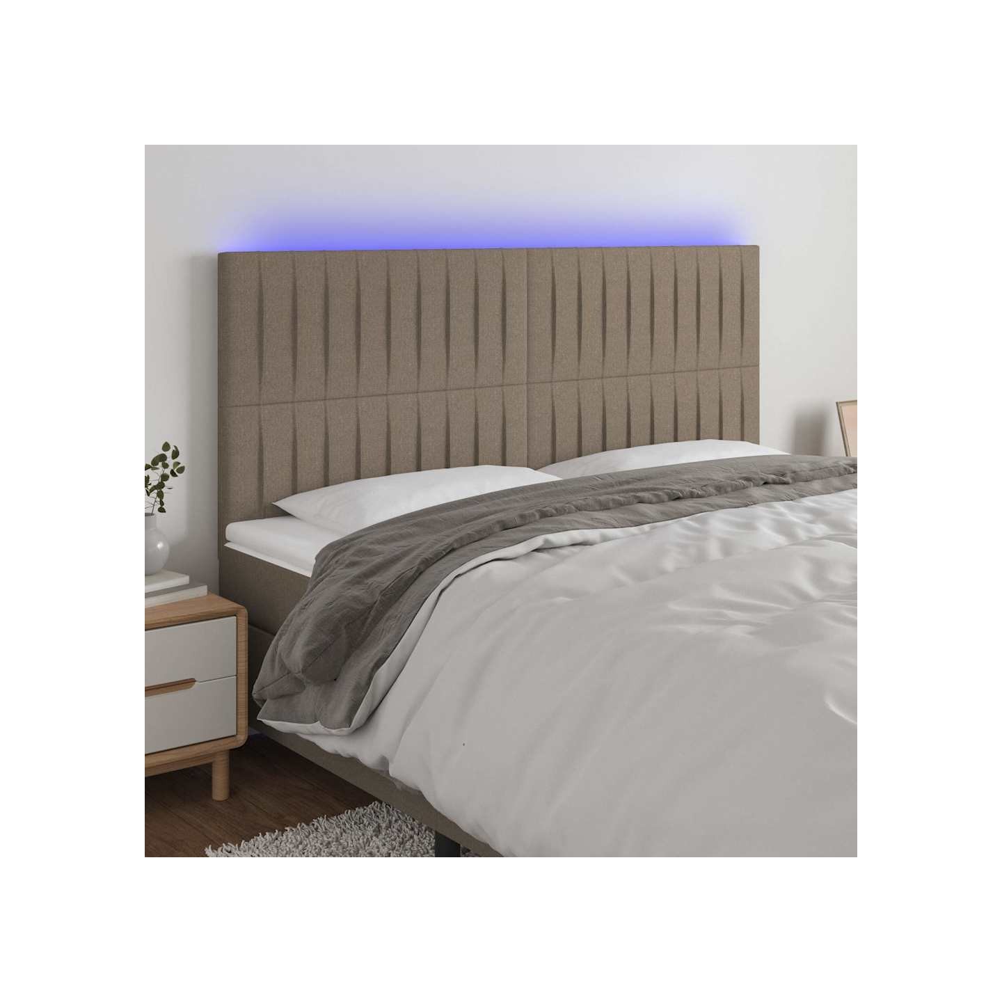 Tête de lit à LED Taupe 180x5x118/128 cm Tissu