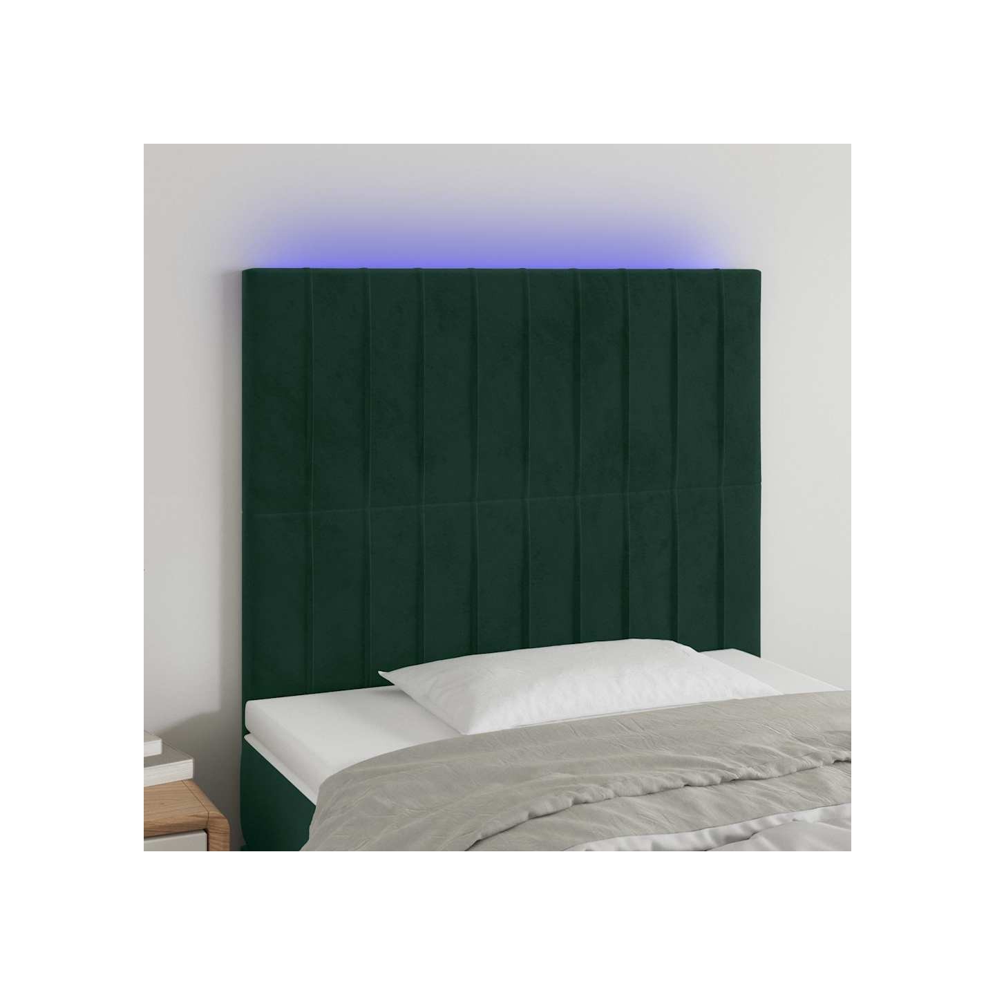 Tête de lit à LED Vert foncé 90x5x118/128 cm Velours
